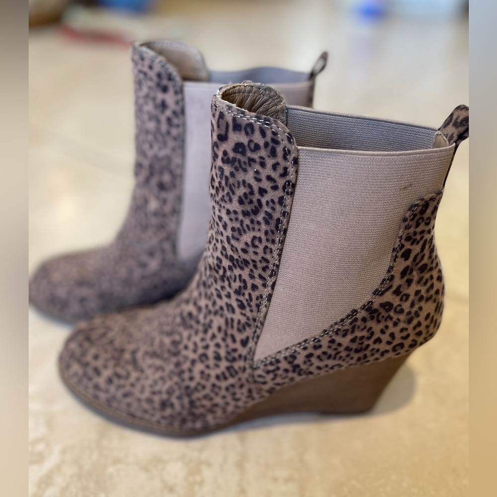 Cheetah print wedge booties
